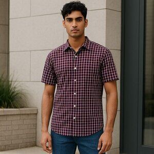 LUCKY BRAND Button Down Short-Sleeved Shirt | Tailored Fit | Size Small